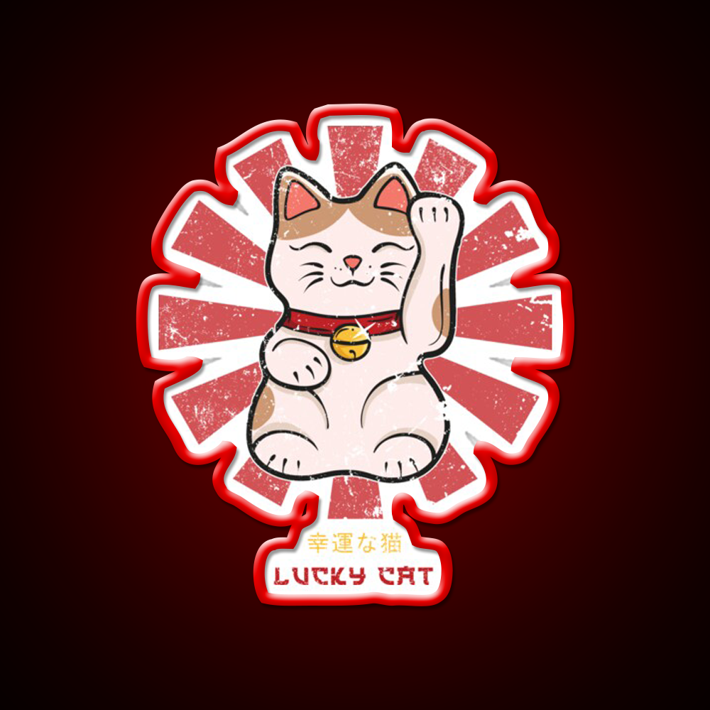 Lucky Cat Retro Japanese Led Neon Sign Chinese Food Rgb Color
