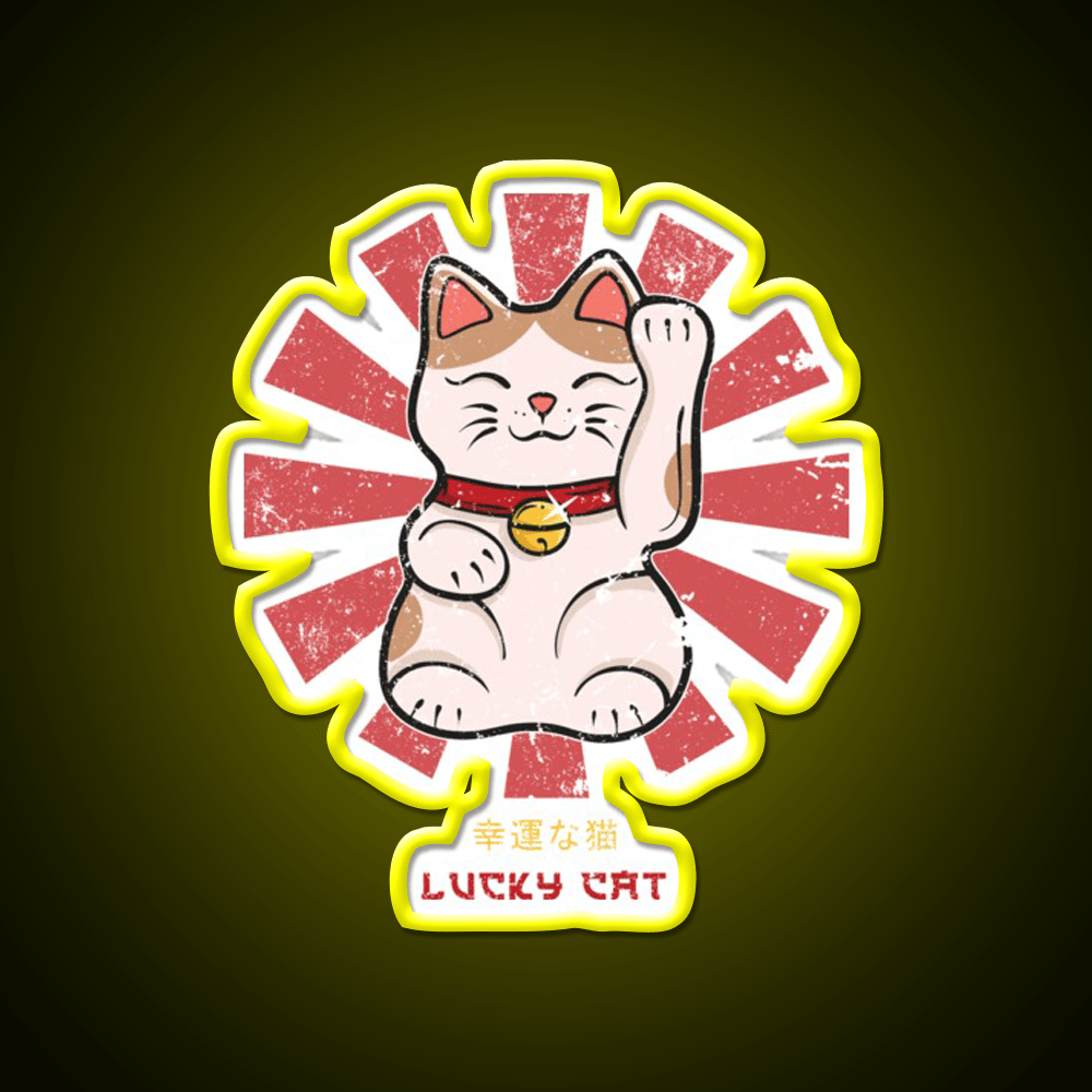 Lucky Cat Retro Japanese Led Neon Sign Chinese Food Rgb Color - Shineneon