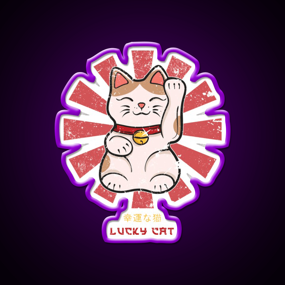 Lucky Cat Retro Japanese Led Neon Sign Chinese Food Rgb Color - Shineneon