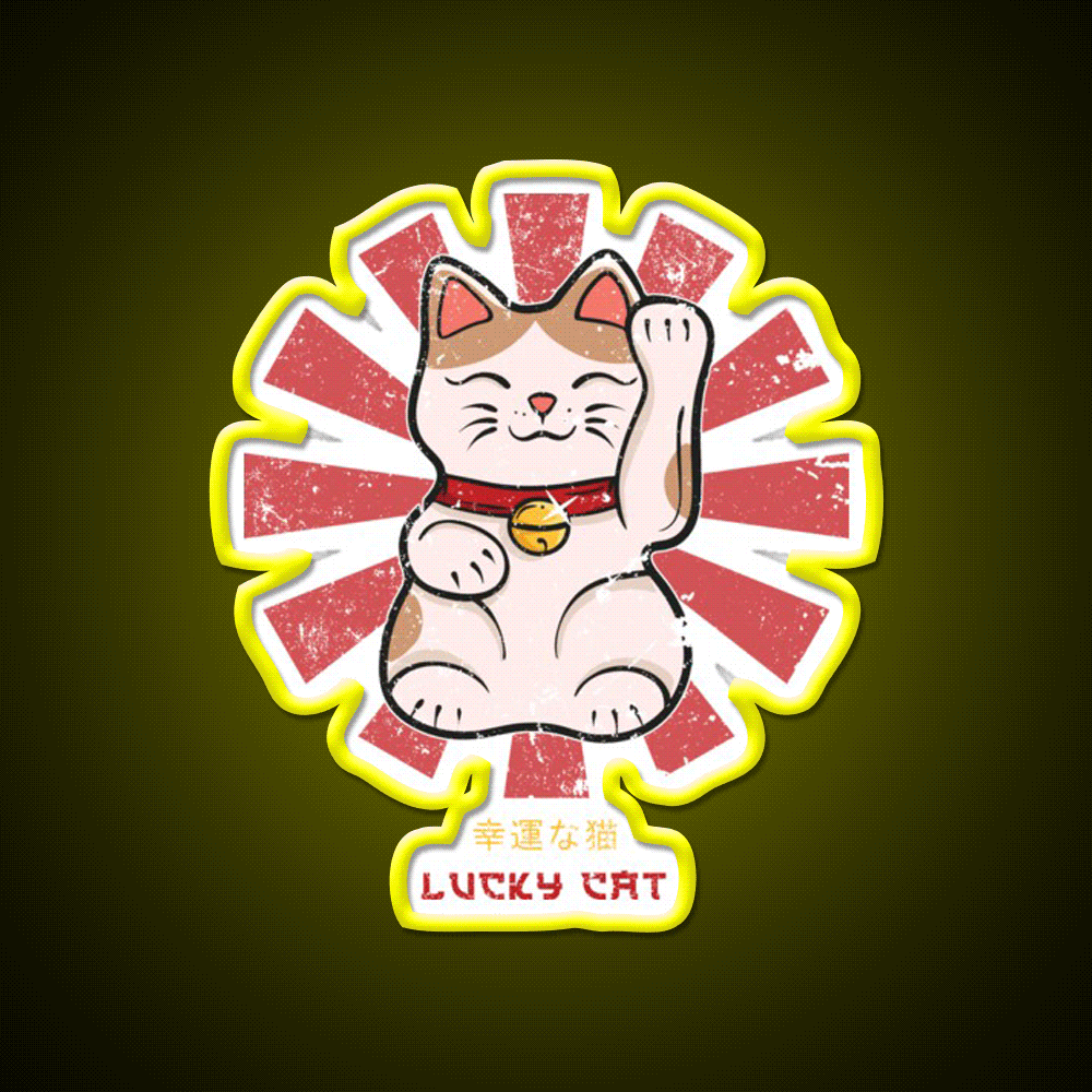 Lucky Cat Retro Japanese Led Neon Sign Chinese Food Rgb Color