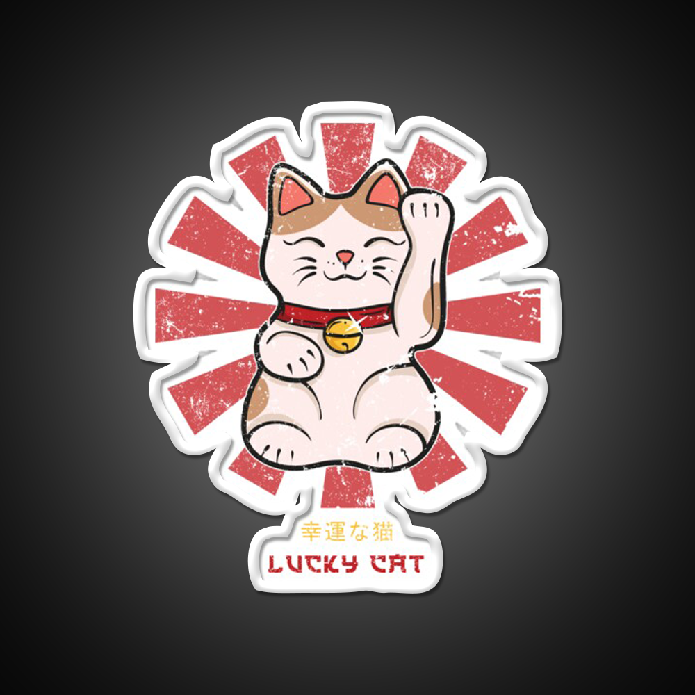 Lucky Cat Retro Japanese Led Neon Sign Chinese Food Rgb Color
