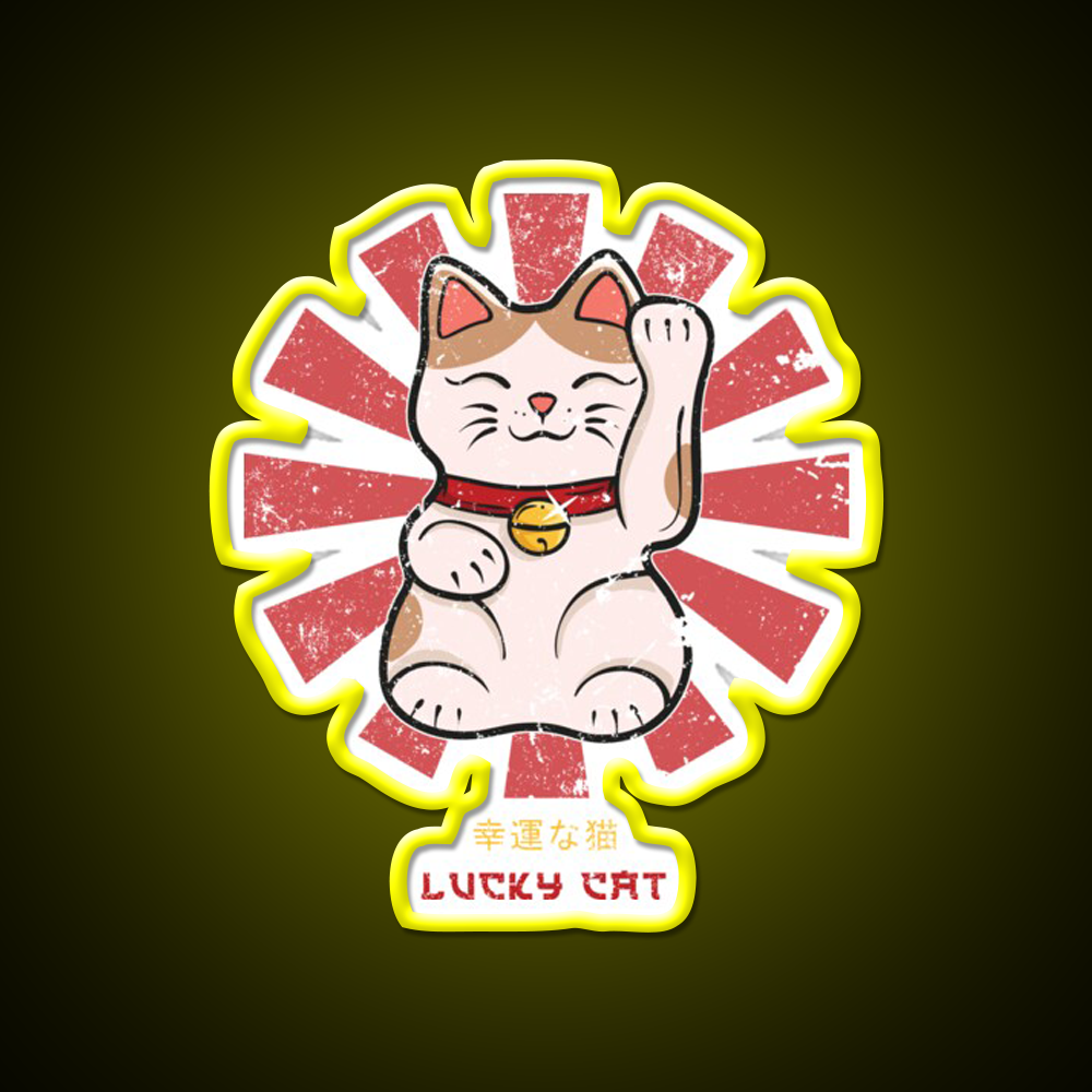 Lucky Cat Retro Japanese Led Neon Sign Chinese Food Rgb Color
