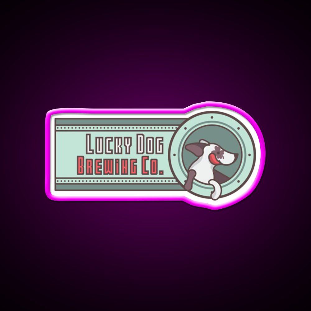 Lucky Dog Brewing Co Beer Bar Decor Led Neon Sign Rgb Color - Neon sign mounted on wall in room