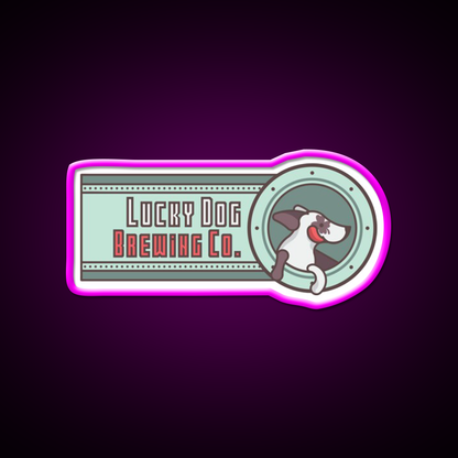 Lucky Dog Brewing Co Beer Bar Decor Led Neon Sign Rgb Color - Neon sign mounted on wall in room