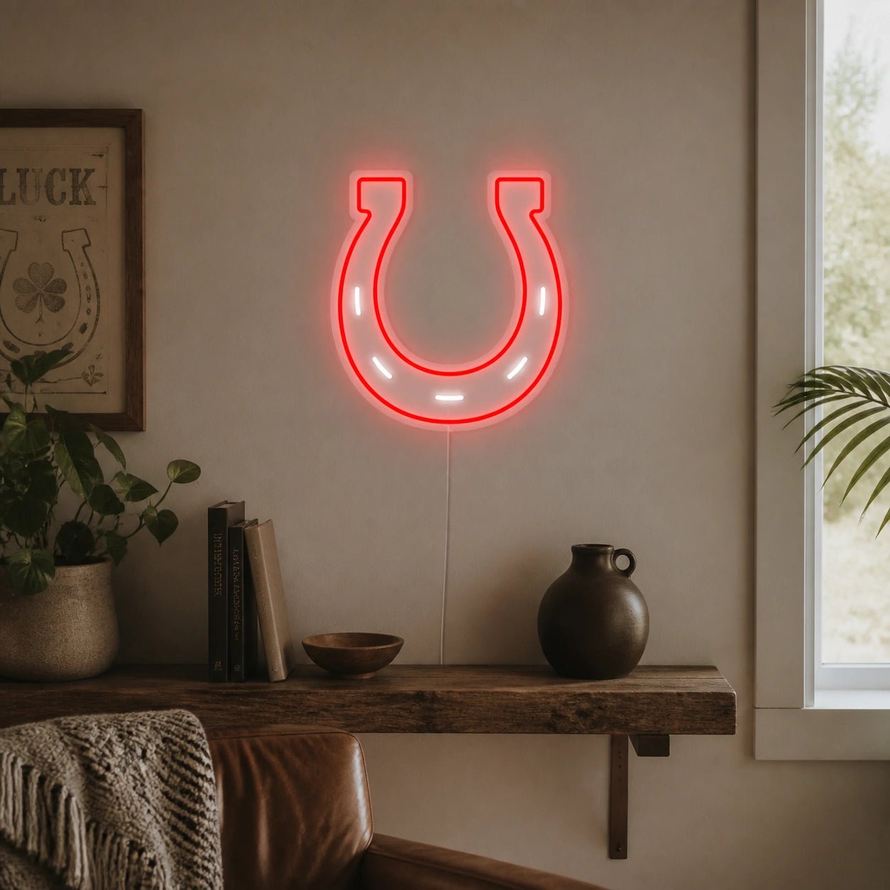 Lucky Horseshoe Rustic Vintage LED Neon Sign - Shineneon
