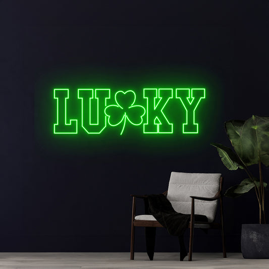 Lucky Neon Sign 3 Leaf Clover Led Light