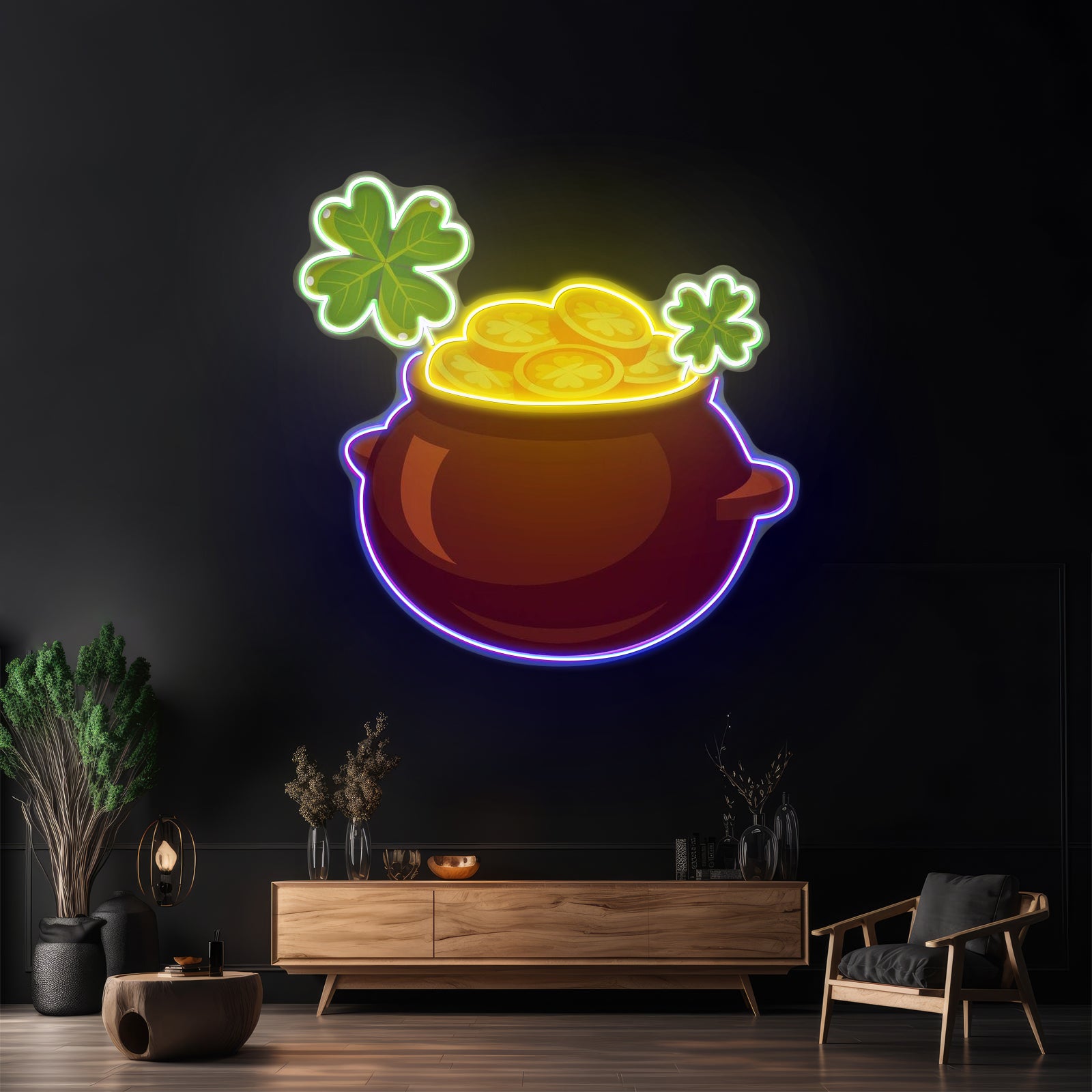 Magenta Tiger Artwork Led Neon