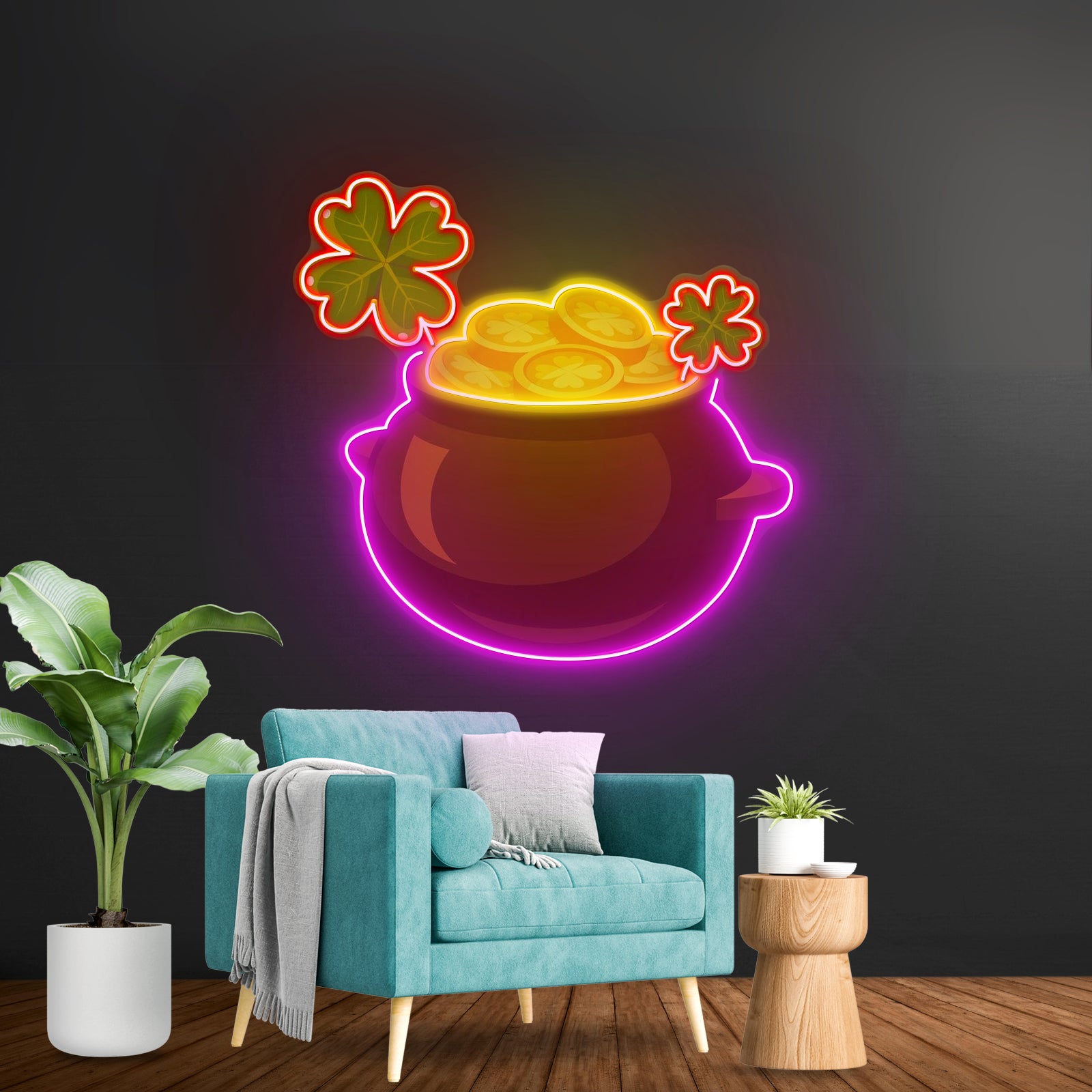 Magenta Tiger Artwork Led Neon