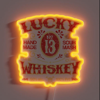 Lucky Whiskey Distressed And Faded Rgb Led Neon Sign
