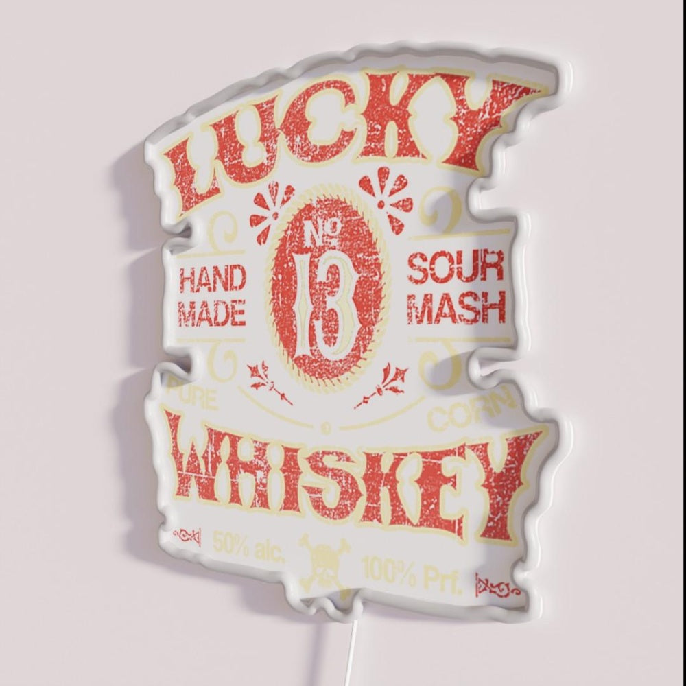 Lucky Whiskey Distressed And Faded Rgb Led Neon Sign