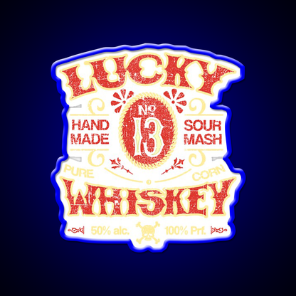 Lucky Whiskey Distressed And Faded Whiskey Drink Bar Led Neon Sign Rgb Color