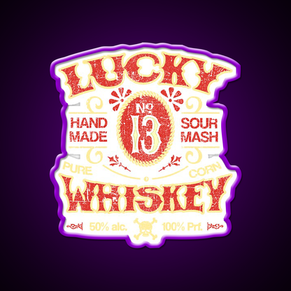 Lucky Whiskey Distressed And Faded Whiskey Drink Bar Led Neon Sign Rgb Color
