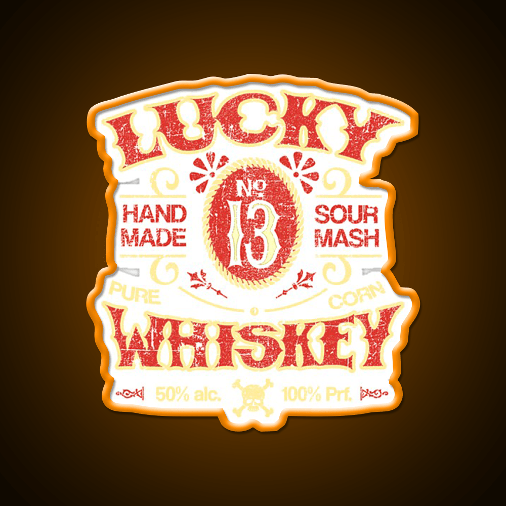 Lucky Whiskey Distressed And Faded Whiskey Drink Bar Led Neon Sign Rgb Color - Shineneon