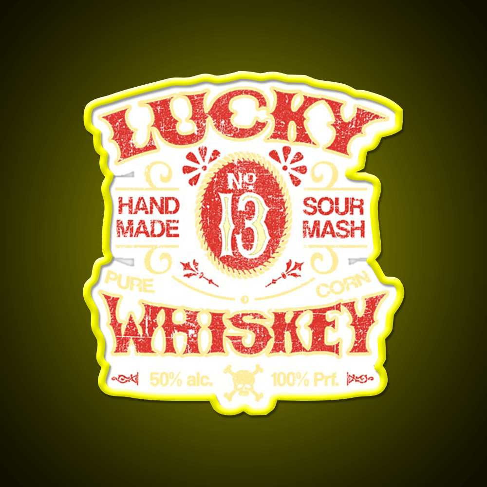 Lucky Whiskey Distressed And Faded Whiskey Drink Bar Led Neon Sign Rgb Color - Shineneon