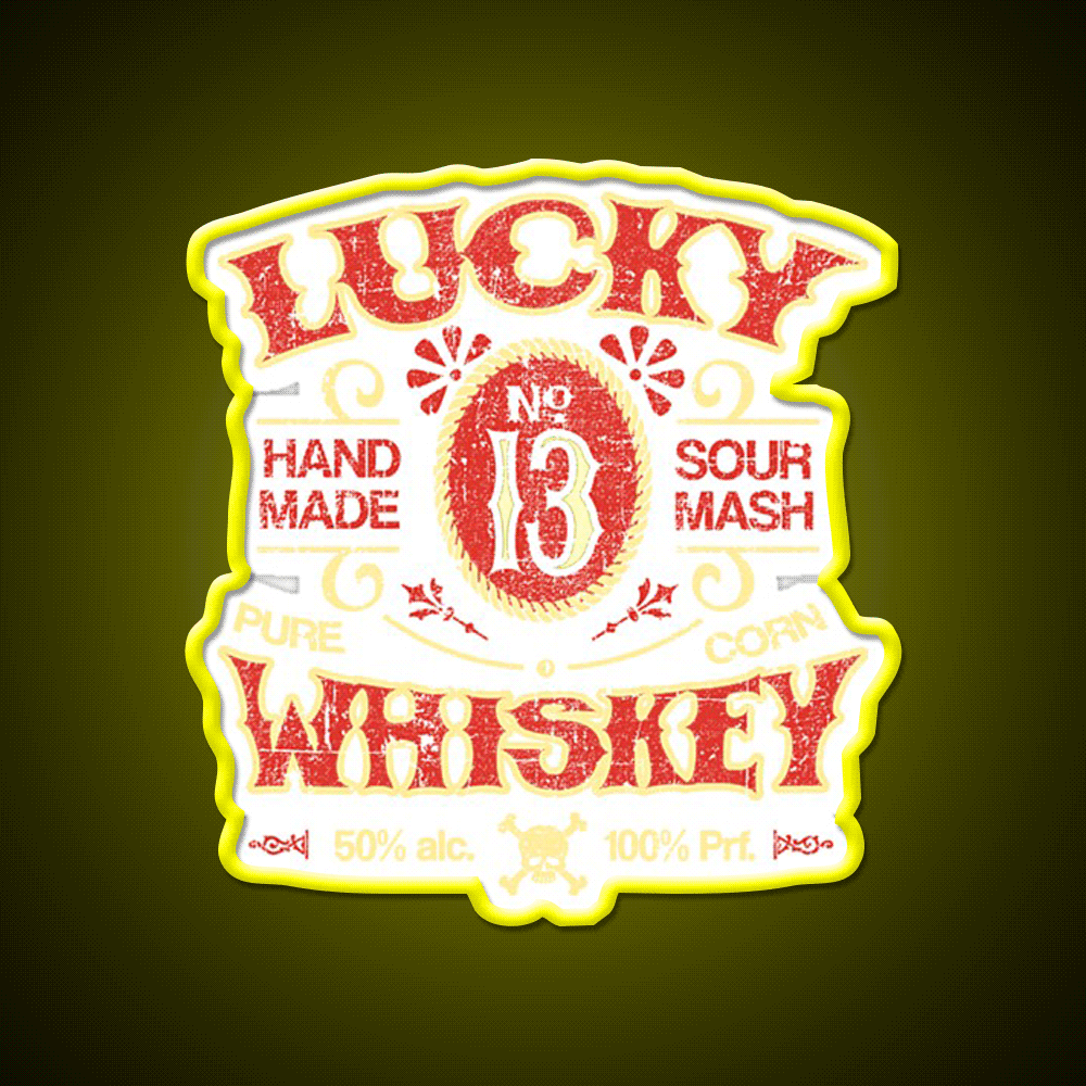 Lucky Whiskey Distressed And Faded Whiskey Drink Bar Led Neon Sign Rgb Color