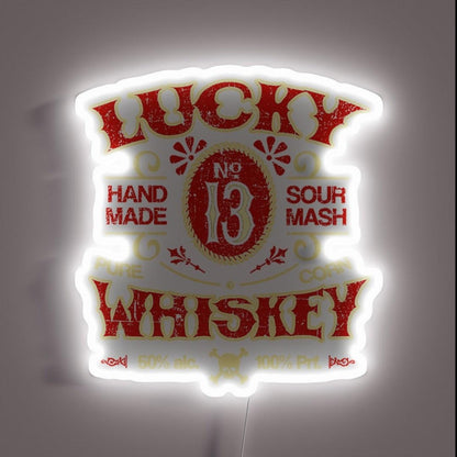 Lucky Whiskey Distressed Rgb Led Neon Sign - Custom LED neon sign front view