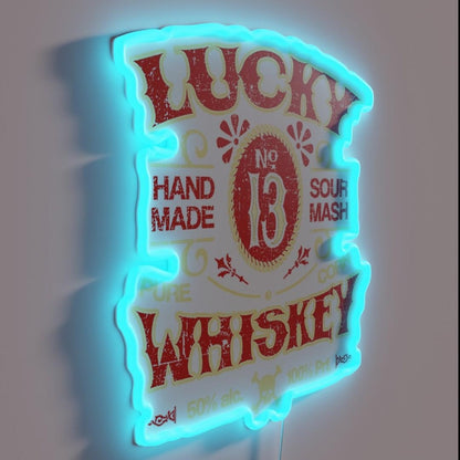 Lucky Whiskey Distressed Rgb Led Neon Sign - LED neon sign close-up detail