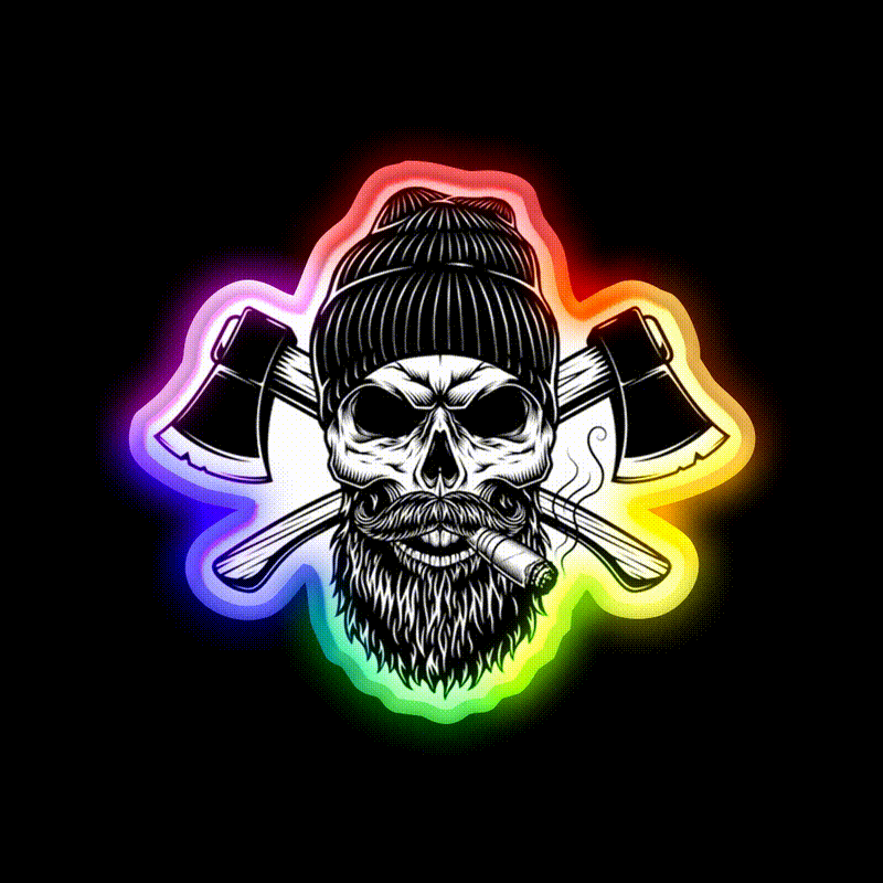 Lumberjack Skull Whiskey Drink Bar Led Neon Sign Rgb Color