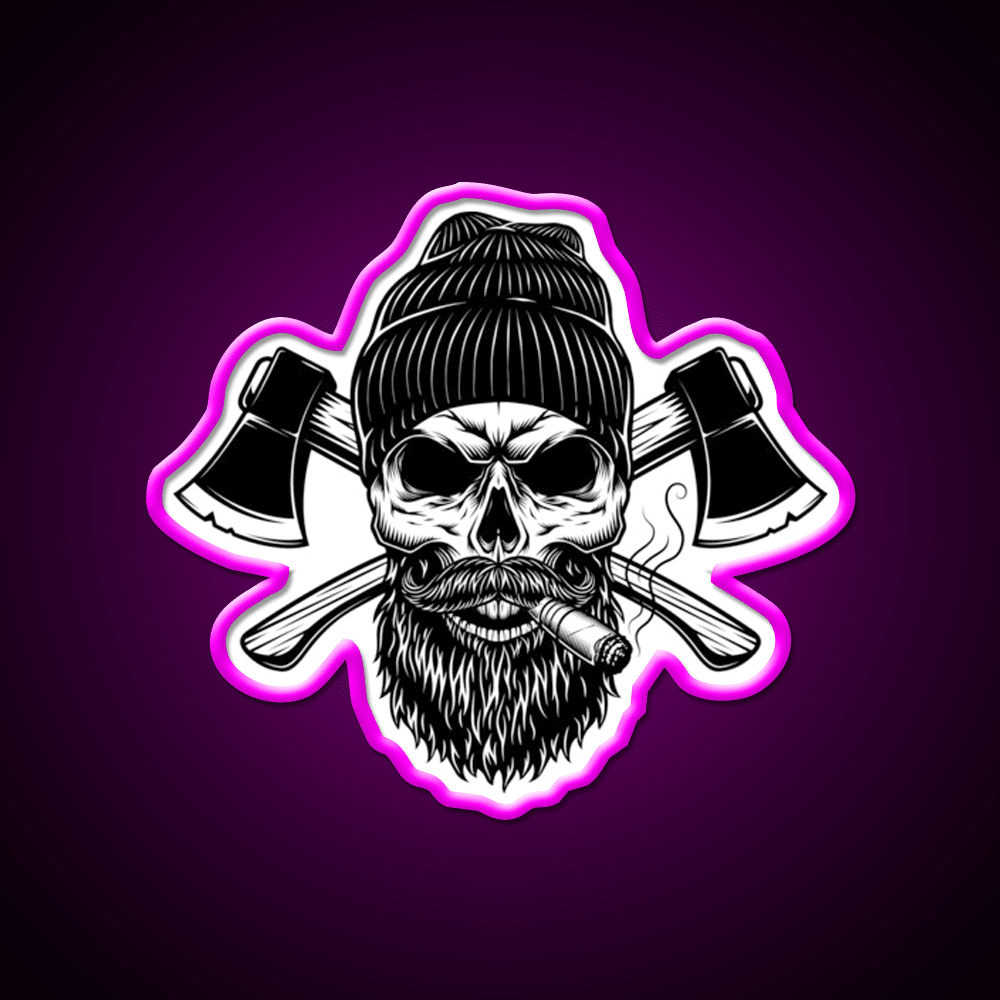 Lumberjack Skull Whiskey Drink Bar Led Neon Sign Rgb Color - Shineneon
