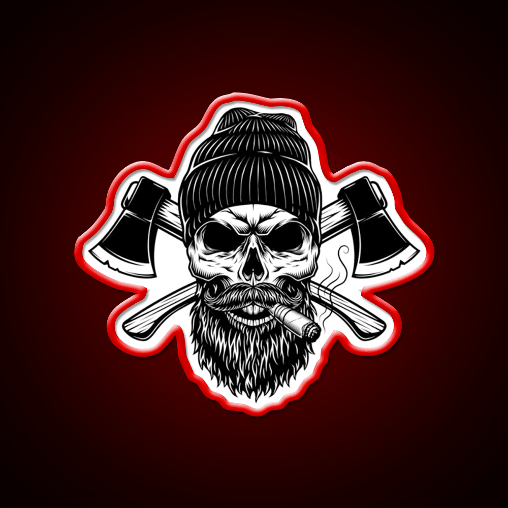 Lumberjack Skull Whiskey Drink Bar Led Neon Sign Rgb Color - Shineneon