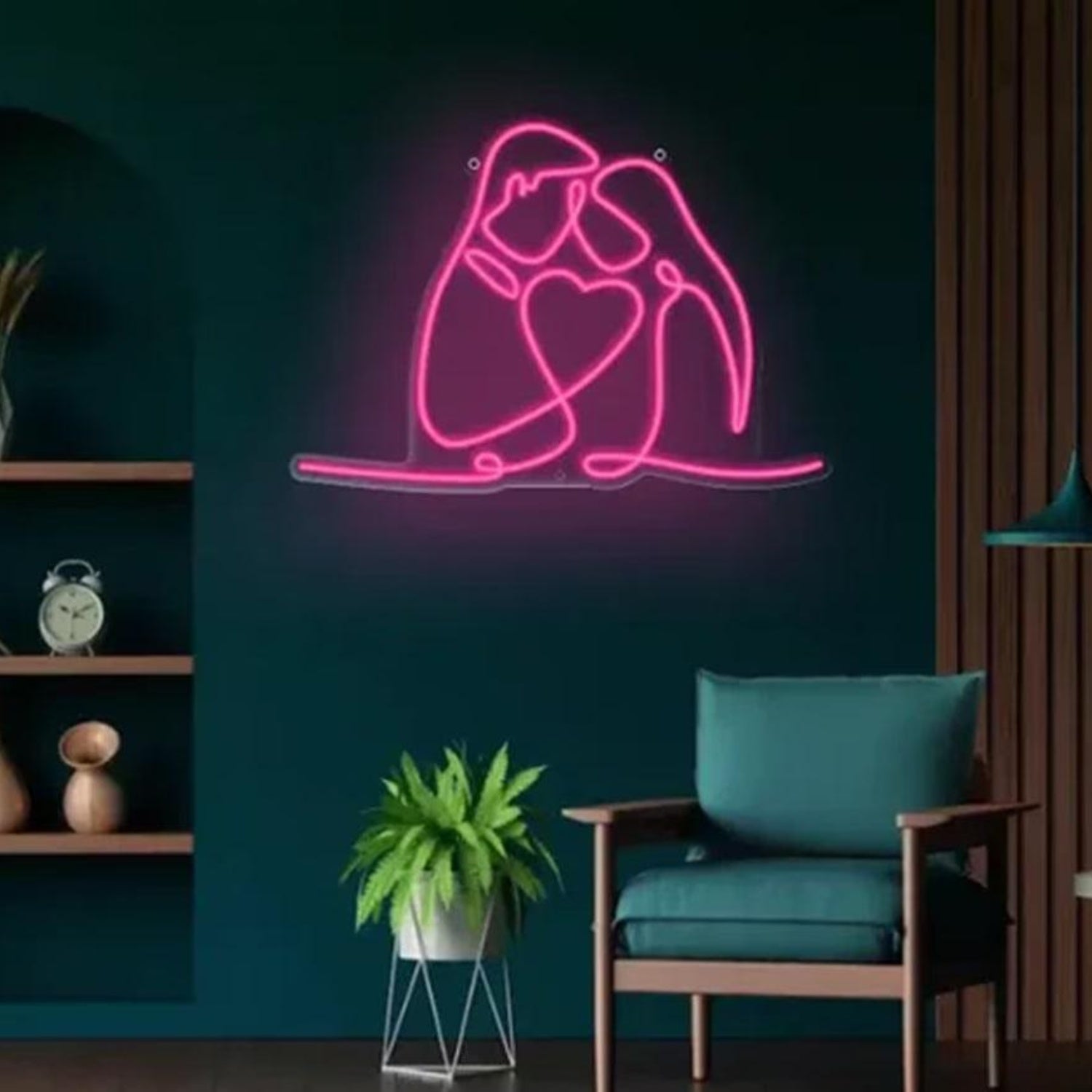 Luminous Love Duets Pink Couple Heart LED Neon Sign Home Decor | Shineneon