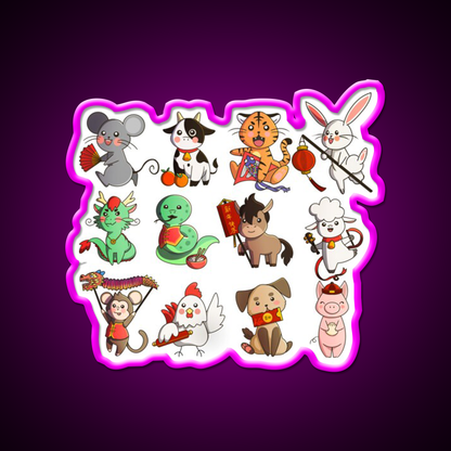 Lunar New Year Zodiac Animals Asian Cultural Led Neon Sign Rgb Color