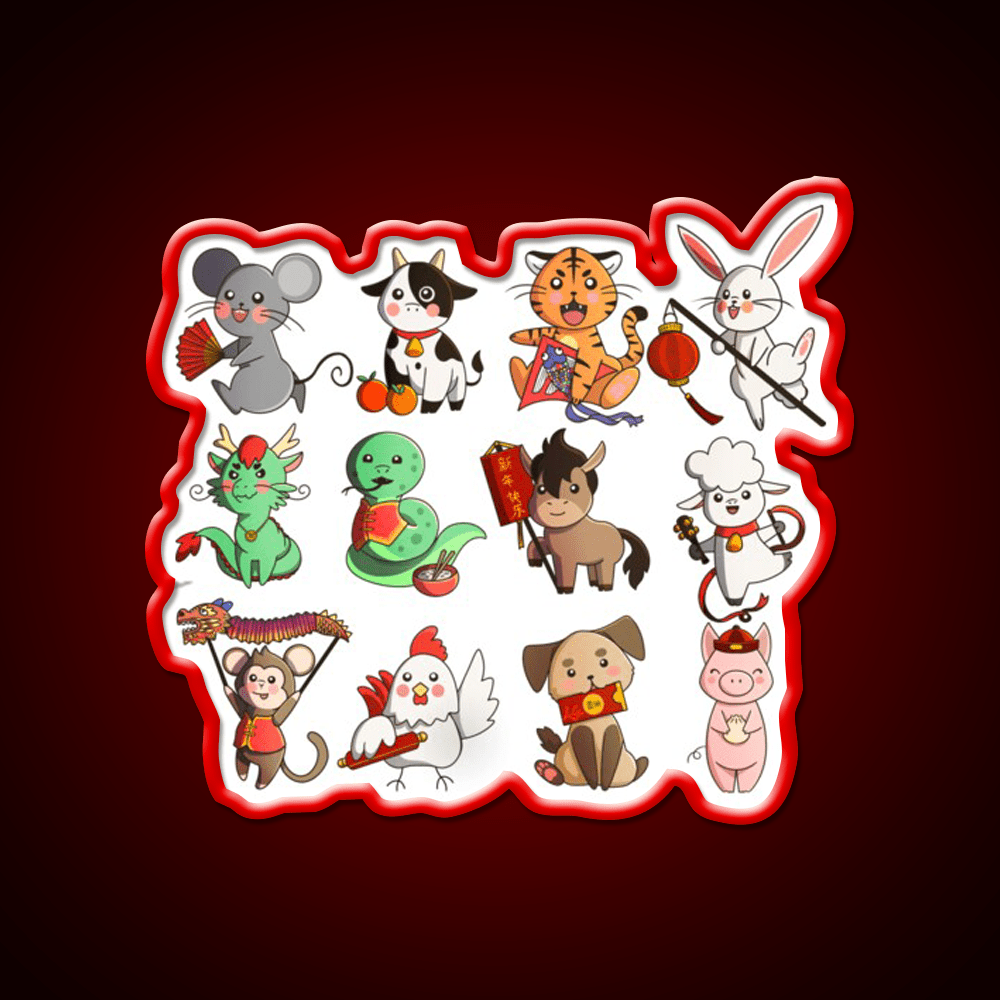 Lunar New Year Zodiac Animals Asian Cultural Led Neon Sign Rgb Color - Shineneon