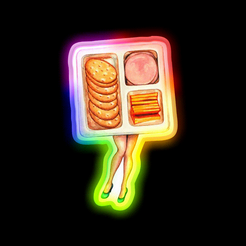 Lunch Snack Pattern Blue Snack Food Led Neon Sign Rgb Color - LED neon sign close-up detail
