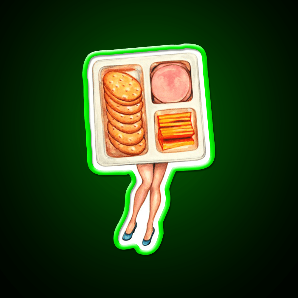 Lunch Snack Pattern Blue Snack Food Led Neon Sign Rgb Color - Shineneon