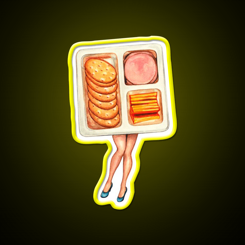 Lunch Snack Pattern Blue Snack Food Led Neon Sign Rgb Color - Custom LED neon sign front view