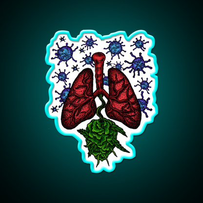 Lungs Anti Bacteria For Tuberculosis Tbc Green Leaf Led Neon Sign Rgb Color - Size and dimension reference