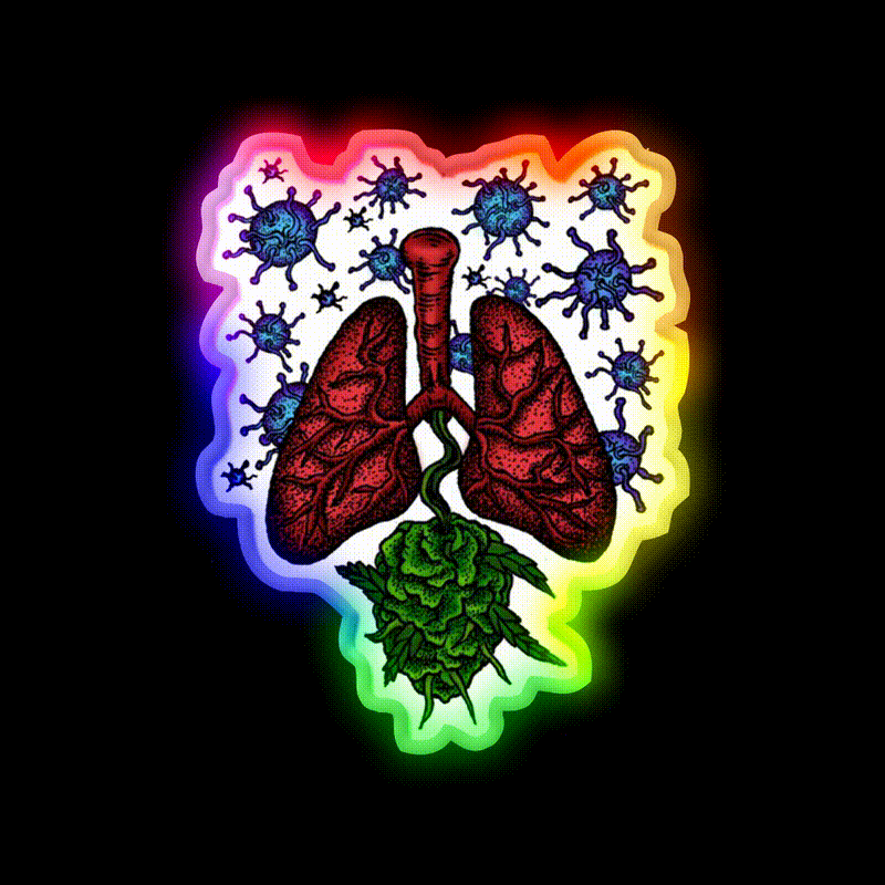 Lungs Anti Bacteria For Tuberculosis Tbc Green Leaf Led Neon Sign Rgb Color - LED neon sign close-up detail