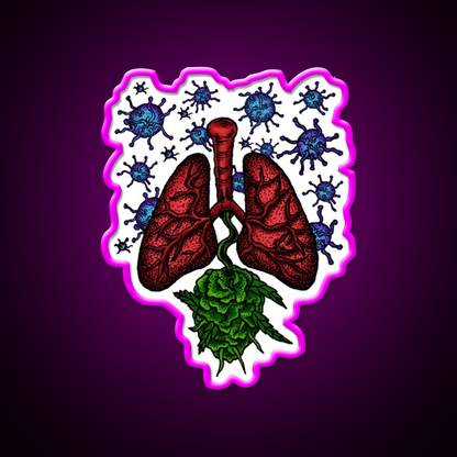 Lungs Anti Bacteria For Tuberculosis Tbc Green Leaf Led Neon Sign Rgb Color - Neon sign mounted on wall in room