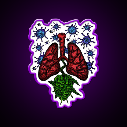 Lungs Anti Bacteria For Tuberculosis Tbc Green Leaf Led Neon Sign Rgb Color - LED neon sign view 9