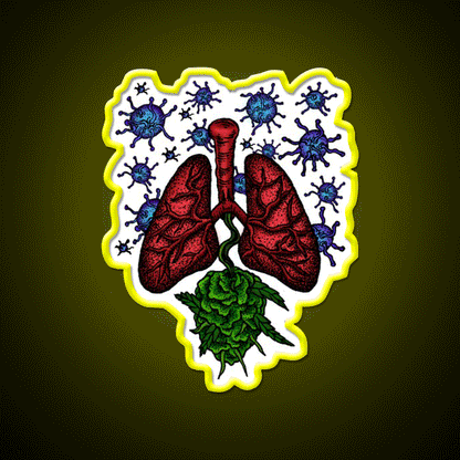 Lungs Anti Bacteria For Tuberculosis Tbc Green Leaf Led Neon Sign Rgb Color - Custom LED neon sign front view
