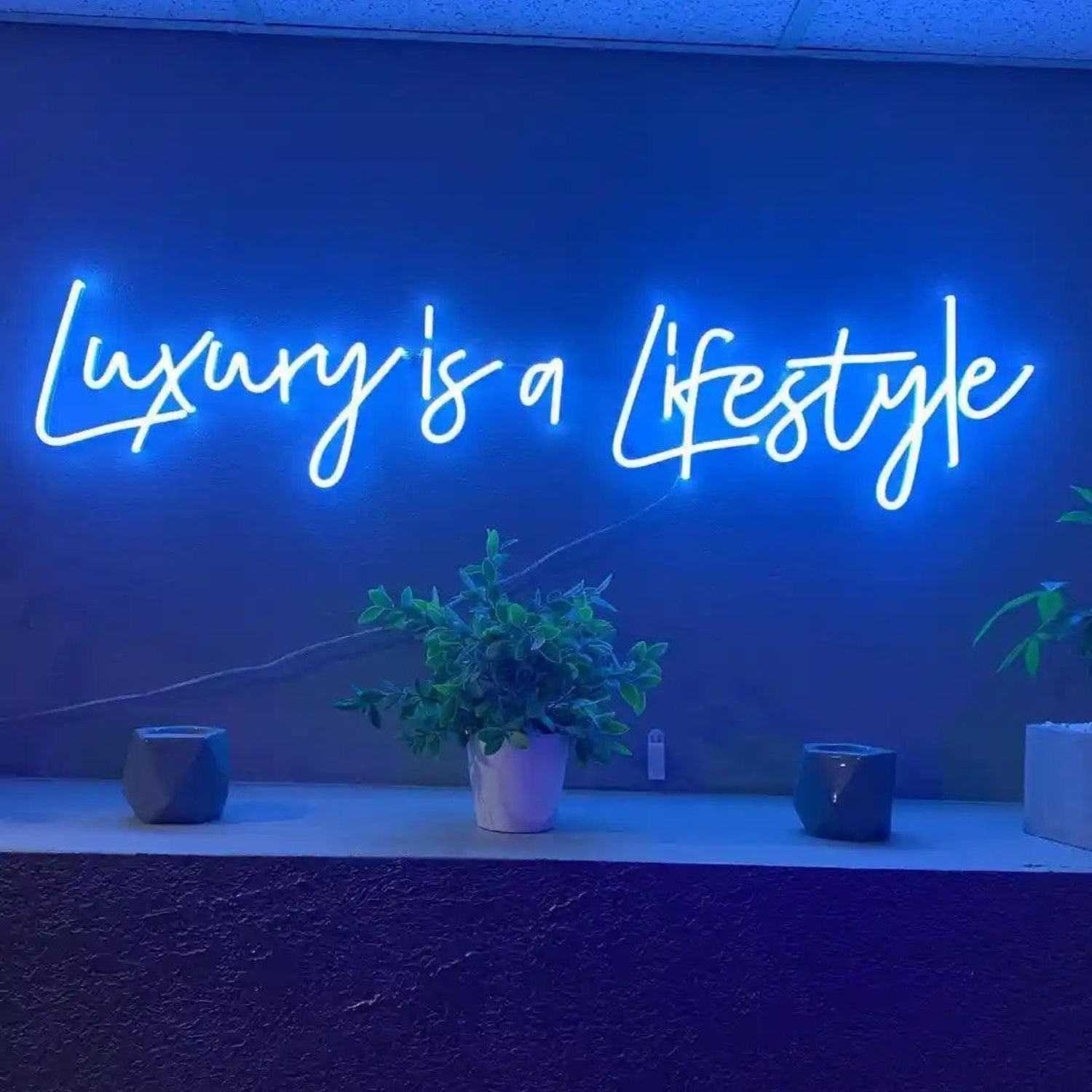 Luxury is a Lifestyle Blue LED Neon Sign for Upscale Interior Decor | Shineneon