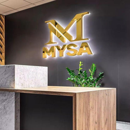M Mysa 3D Backlit Letters Aluminum Metal Led Sign - Shineneon