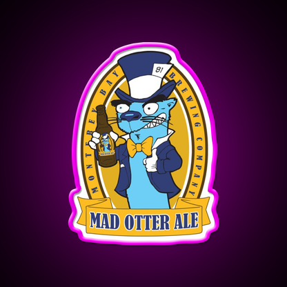 Mad Otter Ale Beer Bar Decor Led Neon Sign Rgb Color - Neon sign mounted on wall in room