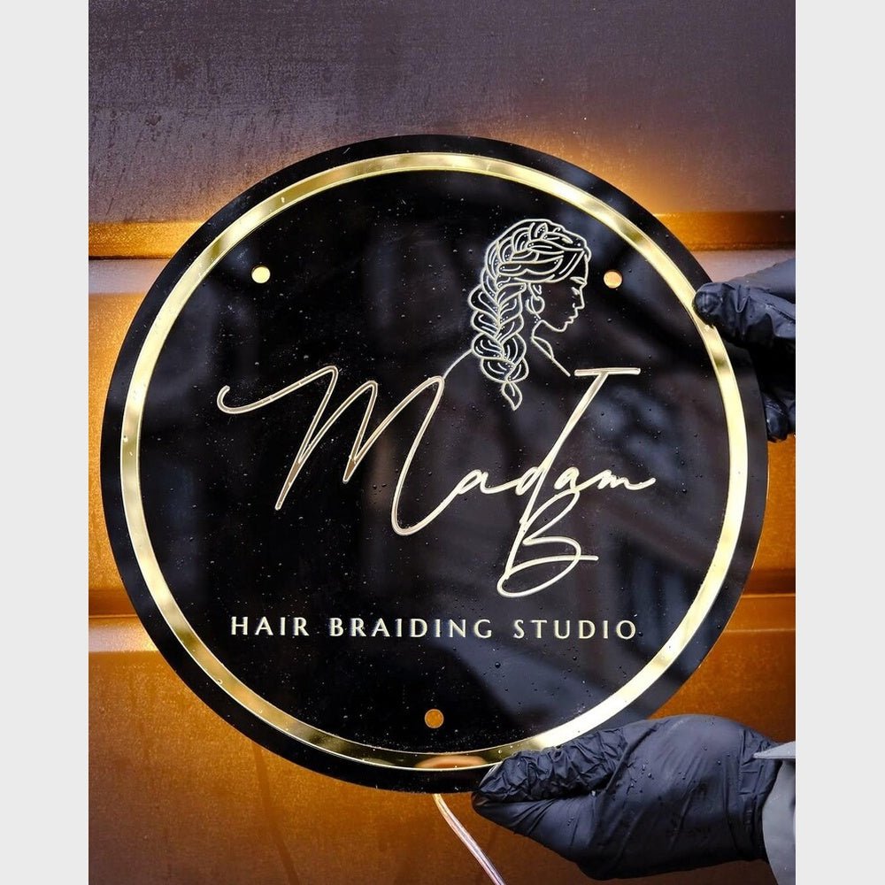 Madam B Hair Brading Studio Acrylic Business Logo Sign - Shineneon