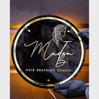 Madam B Hair Brading Studio Acrylic Business Logo Sign - Shineneon