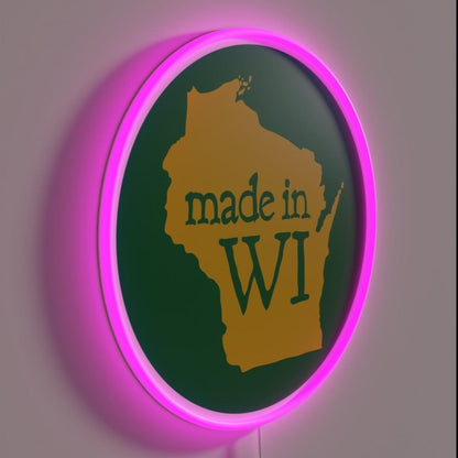 Made In Wi Green Circle Rgb Led Neon Sign