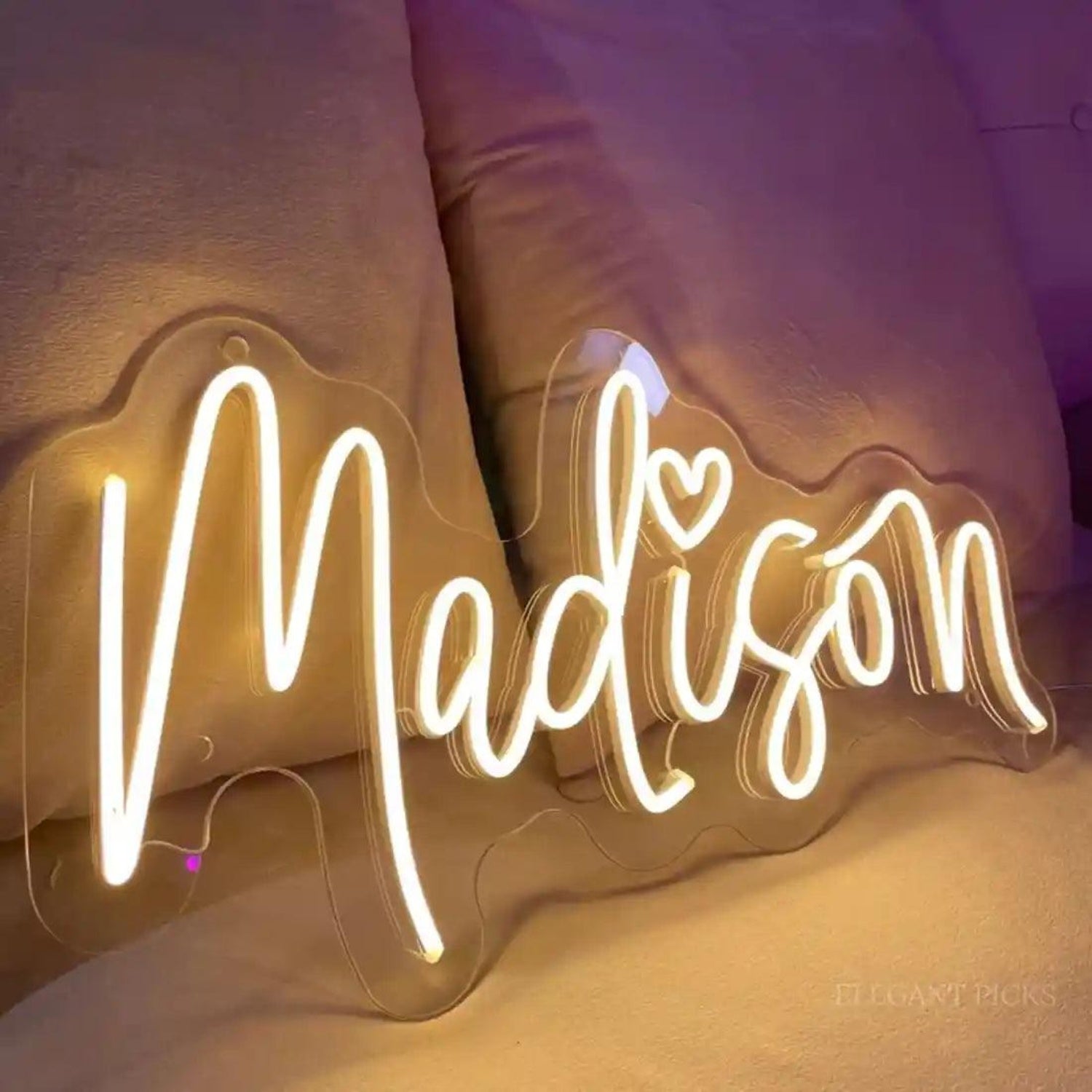 Madison Heart-Adorned Warm White LED Neon Sign for Cozy Home Decor | Shineneon