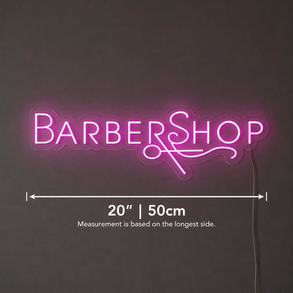 Magenta Barbershop Script Neon Sign LED Neon Sign size image