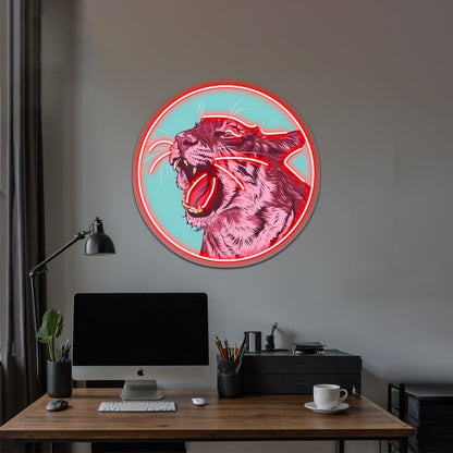 Magenta Tiger Artwork Led Neon - Shineneon
