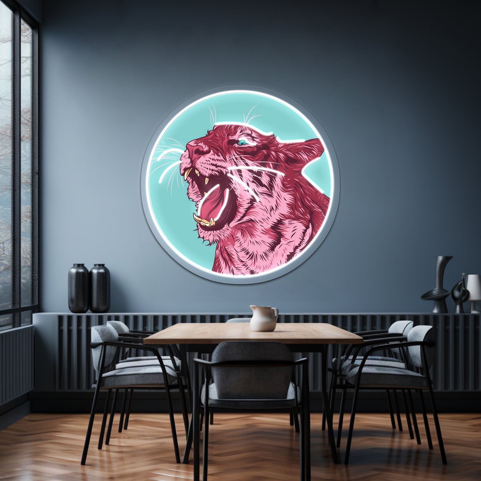 Magenta Tiger Artwork Led Neon - Shineneon