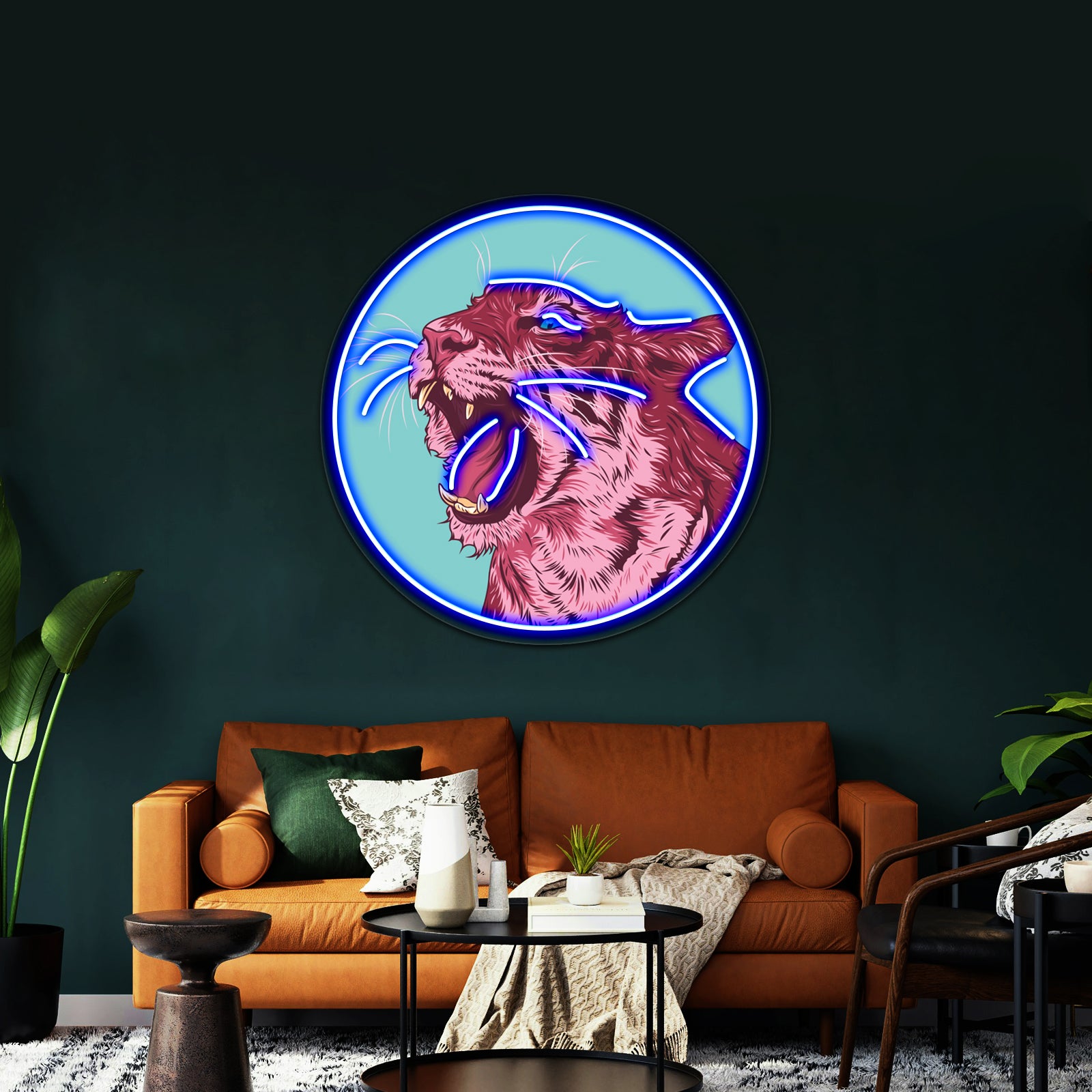 Magenta Tiger Artwork Led Neon