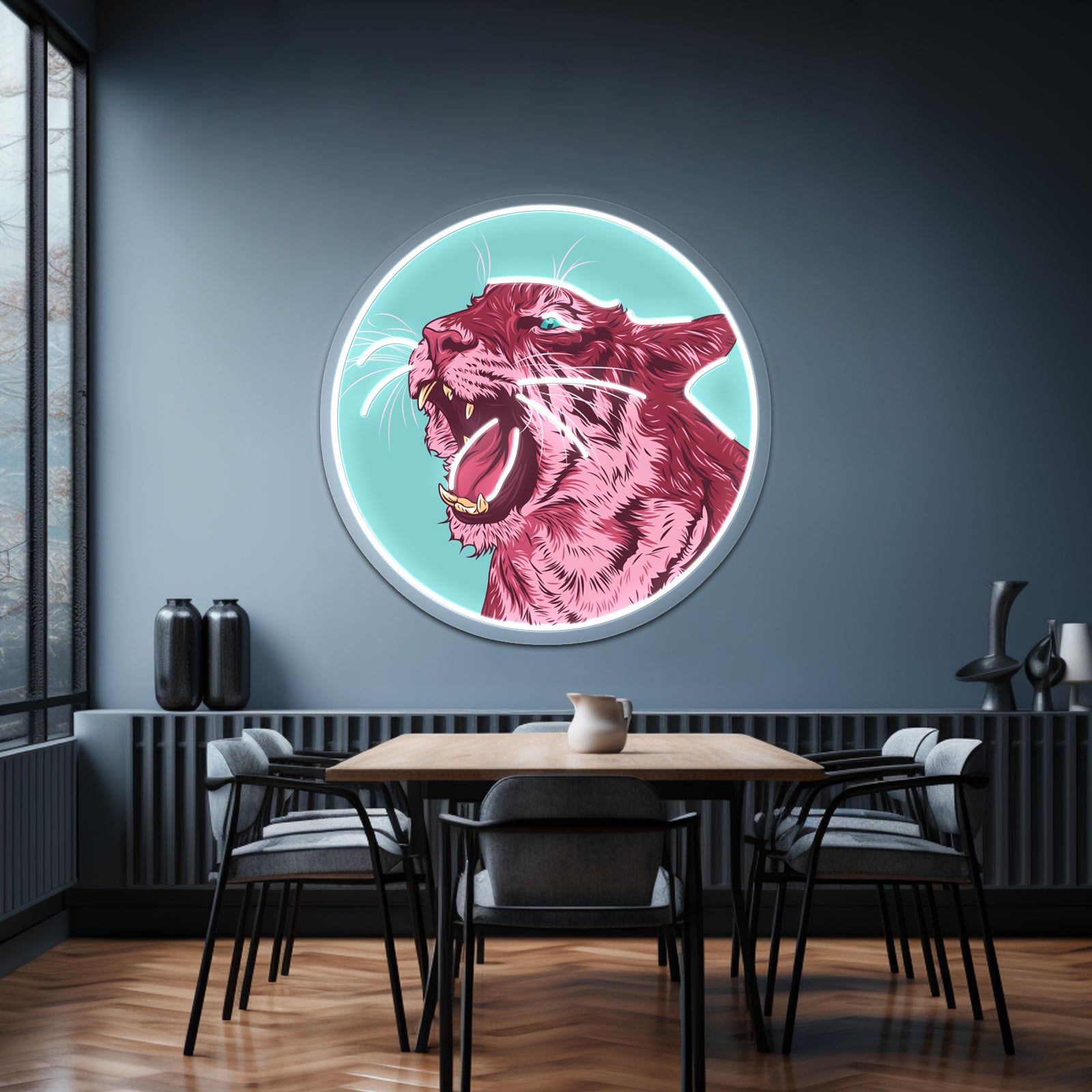 Magenta Tiger Artwork Led Neon
