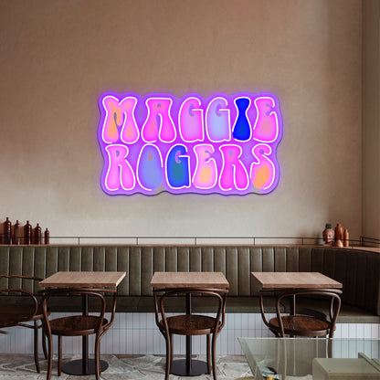 Maggie Rogers Vibes Artwork Led Neon - Neon sign mounted on wall in room