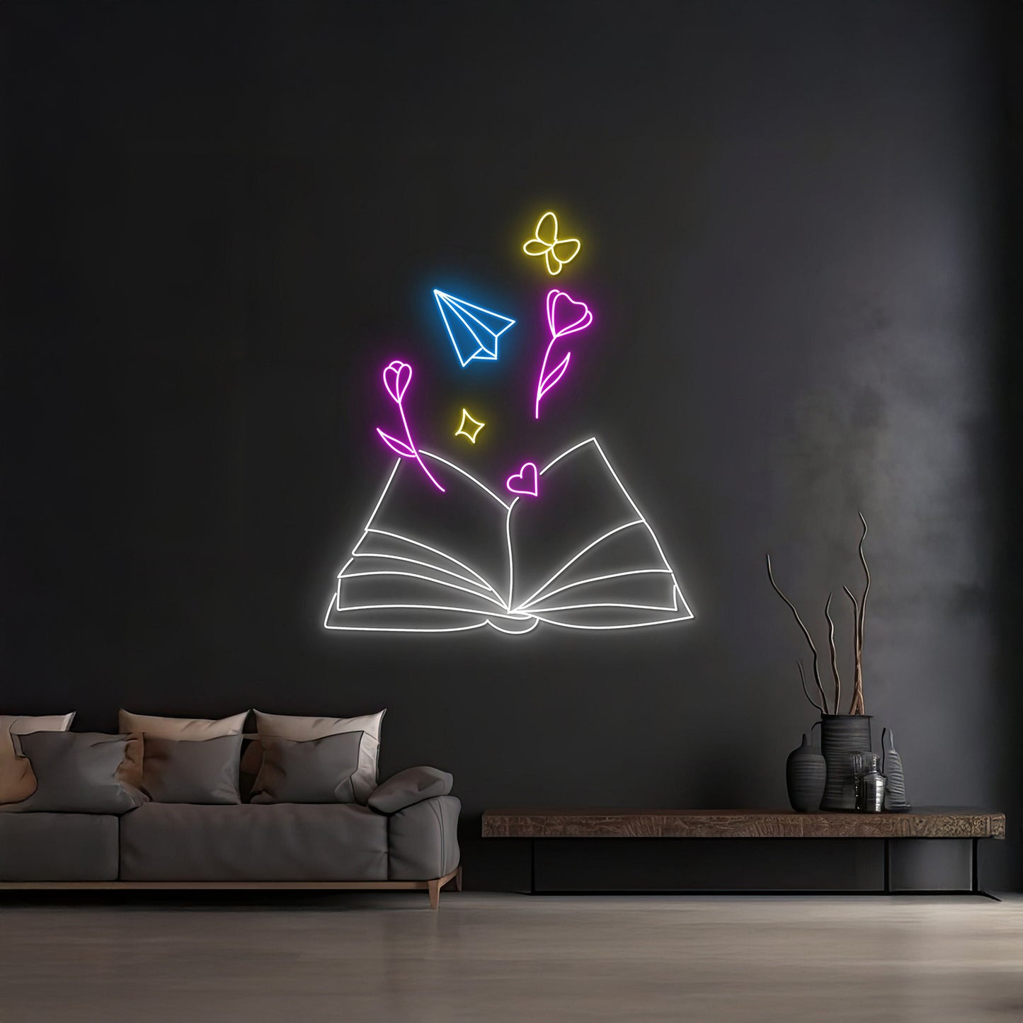 Magic Book Neon Sign Bookworm Reading Club Lights