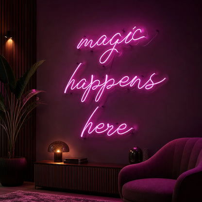 Magic Happens Here LED Neon Sign Man Cave Neon Sign high-converting product image